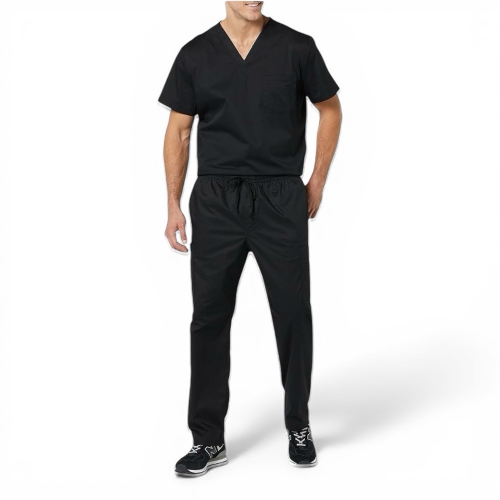 Amazon Essentials Scrub Pants Size Large Black Drawstring Elastic Waist NWT